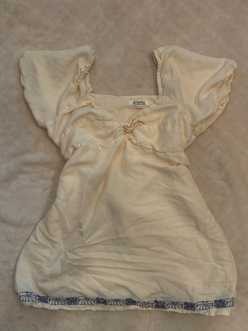 Rip Curl Cream mini dress with Navy Trim